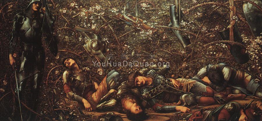 玫瑰王子进入了桦木 - 爱德华·科莱·伯恩·琼斯